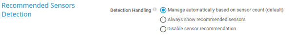 Recommended Sensors Detection Settings Recommended Sensors Detection Settings